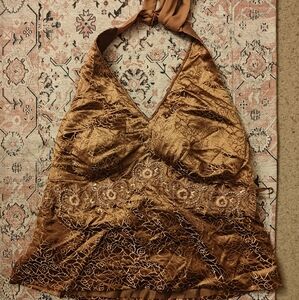 Gold beaded halter top